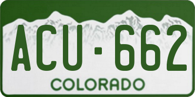 CO license plate ACU662