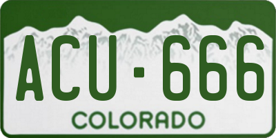 CO license plate ACU666