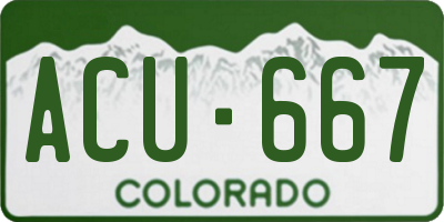 CO license plate ACU667