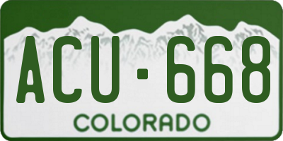 CO license plate ACU668