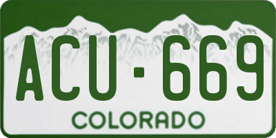 CO license plate ACU669