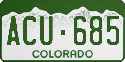 CO license plate ACU685