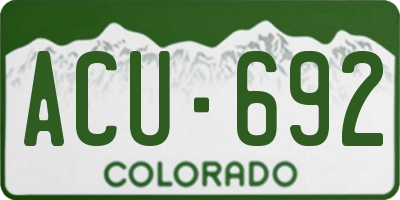 CO license plate ACU692