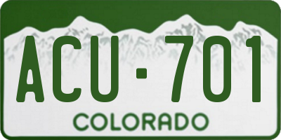 CO license plate ACU701