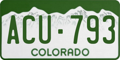CO license plate ACU793