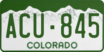 CO license plate ACU845