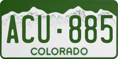 CO license plate ACU885