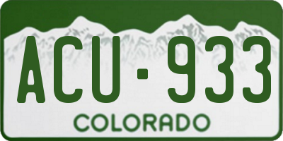 CO license plate ACU933