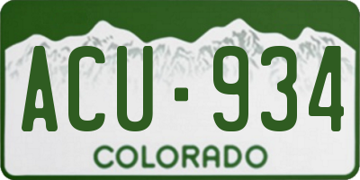 CO license plate ACU934