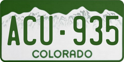 CO license plate ACU935