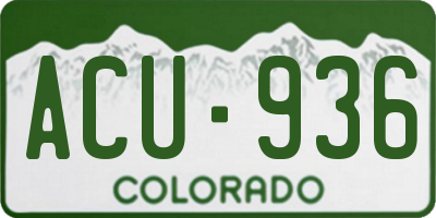 CO license plate ACU936