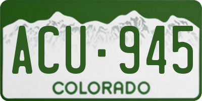 CO license plate ACU945