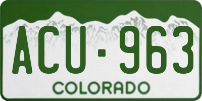CO license plate ACU963