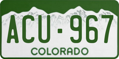 CO license plate ACU967