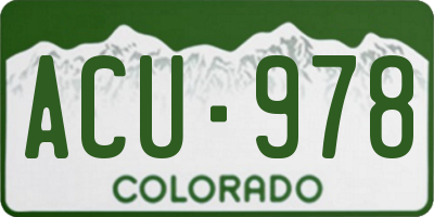 CO license plate ACU978