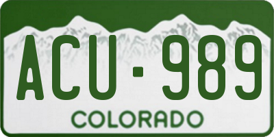 CO license plate ACU989