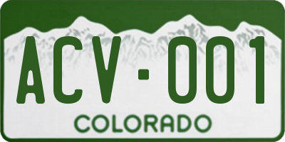 CO license plate ACV001