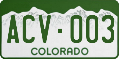 CO license plate ACV003