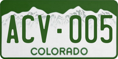 CO license plate ACV005