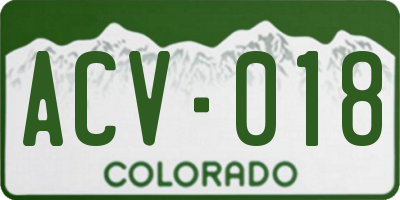 CO license plate ACV018