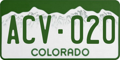 CO license plate ACV020