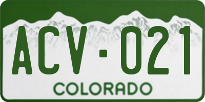 CO license plate ACV021
