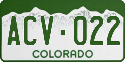CO license plate ACV022