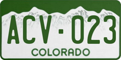 CO license plate ACV023