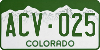 CO license plate ACV025