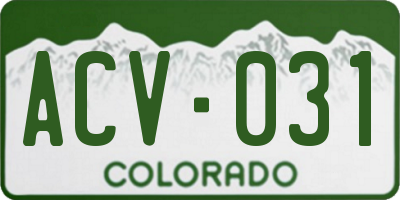 CO license plate ACV031
