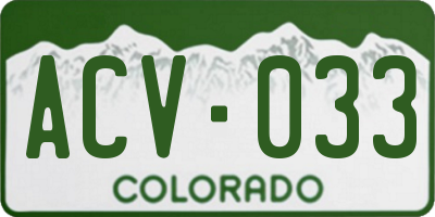 CO license plate ACV033