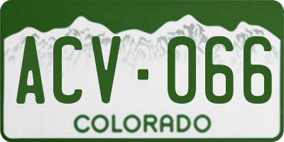 CO license plate ACV066