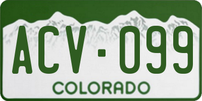 CO license plate ACV099