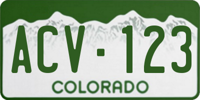 CO license plate ACV123