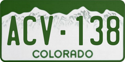 CO license plate ACV138