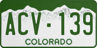 CO license plate ACV139