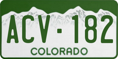 CO license plate ACV182