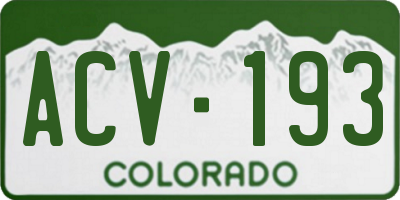 CO license plate ACV193