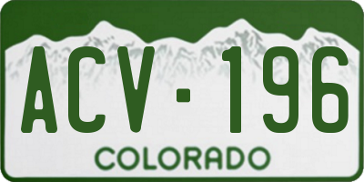 CO license plate ACV196