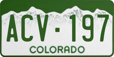 CO license plate ACV197