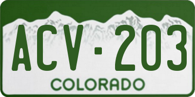 CO license plate ACV203