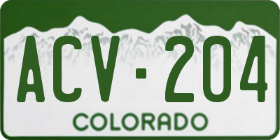 CO license plate ACV204