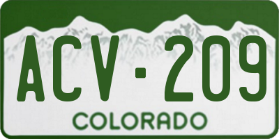 CO license plate ACV209