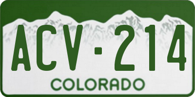 CO license plate ACV214