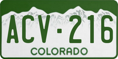 CO license plate ACV216