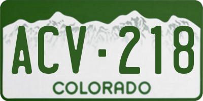 CO license plate ACV218