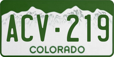 CO license plate ACV219