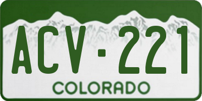 CO license plate ACV221