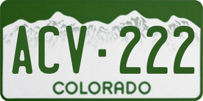 CO license plate ACV222