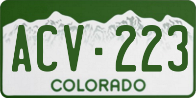 CO license plate ACV223